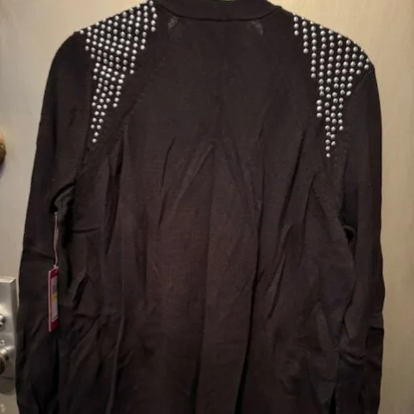 Studded Shoulder Open Front Cardigan - NWT - Picture 14 of 16